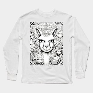 Cartoon Alpaca Graffiti #2 Long Sleeve T-Shirt